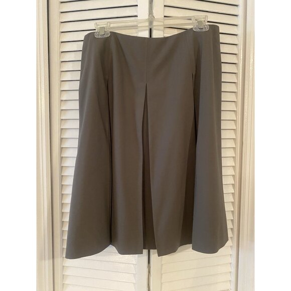 TALBOTS Women 95% Wool Career Box Pleated Skirt Lined Green Petites SZ 12 Preppy - Picture 2 of 7